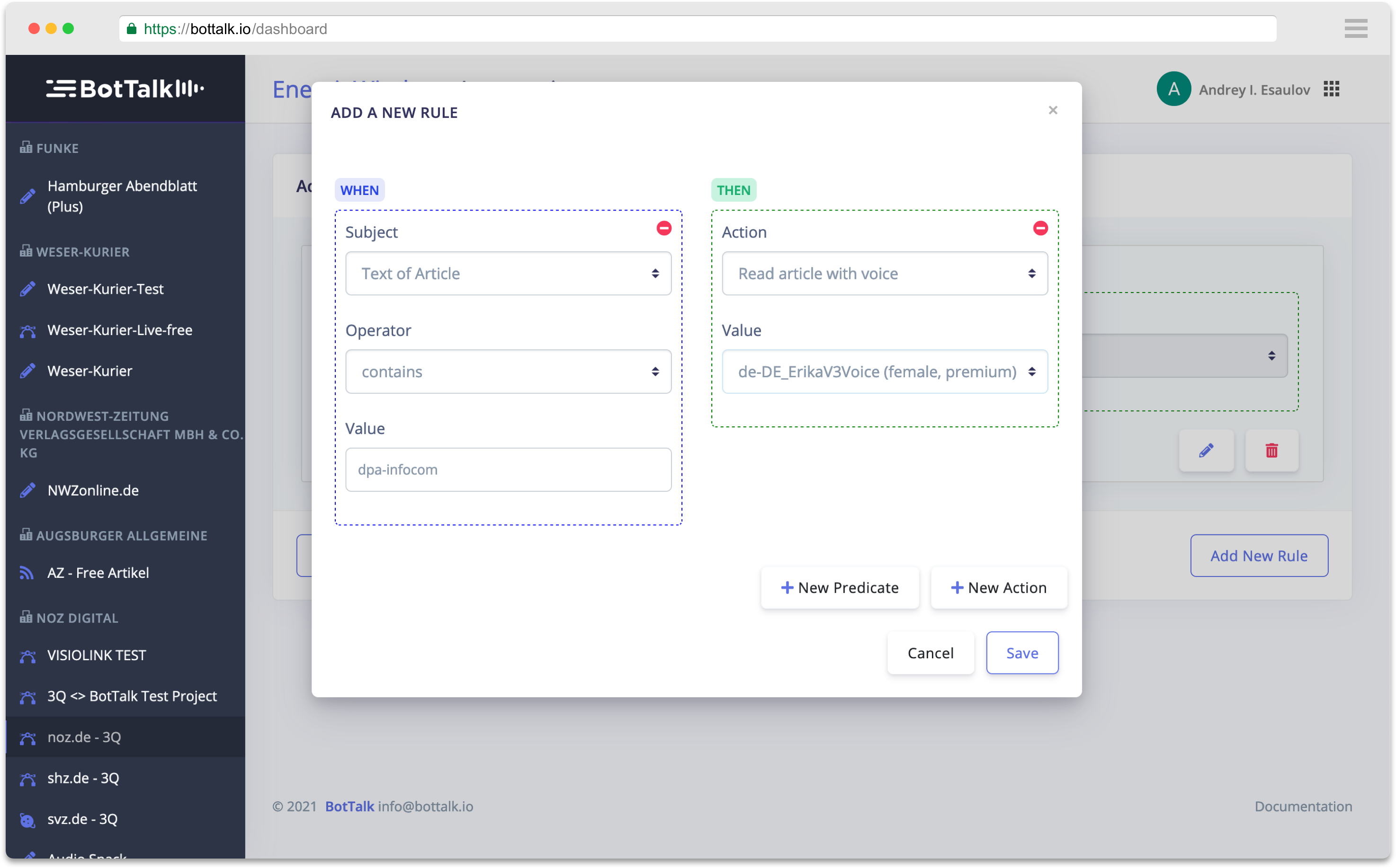 BotTalk Audio CMS - Audio Automation Rules