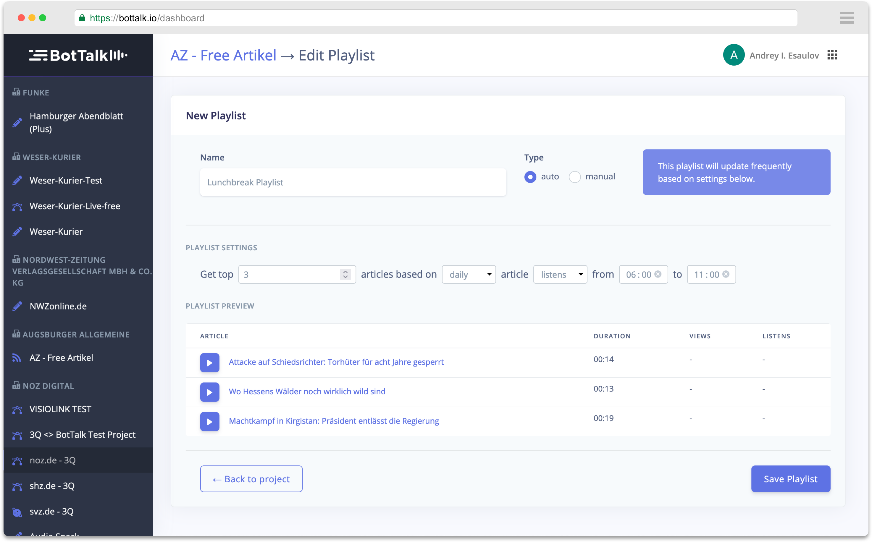 BotTalk Audio CMS - Playlist Player